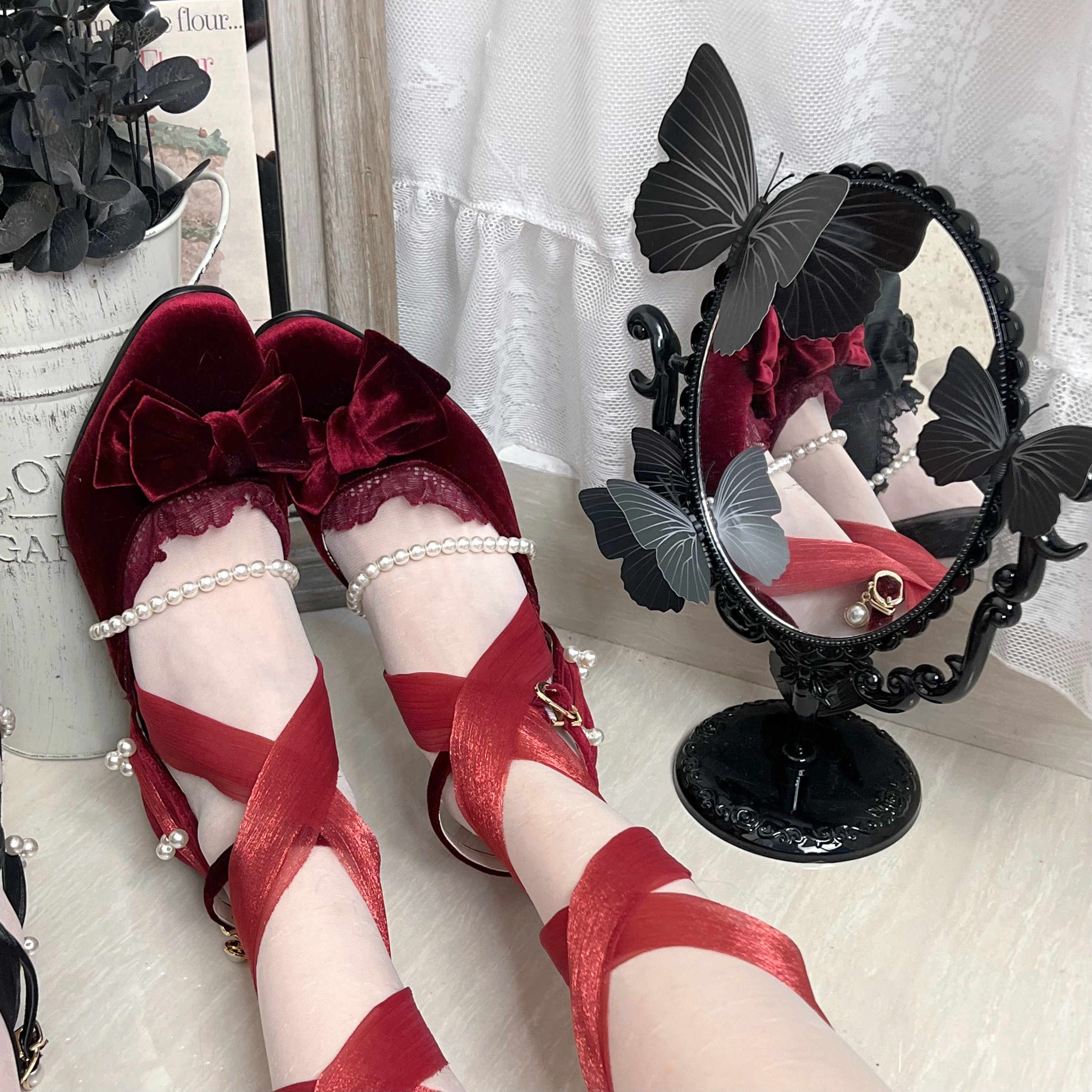 Velvet Sequined Satin High Heels - Image 3