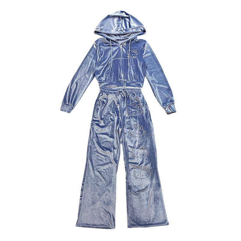 Velvet Y2K Rhinestone Sporty Suit - Image 5