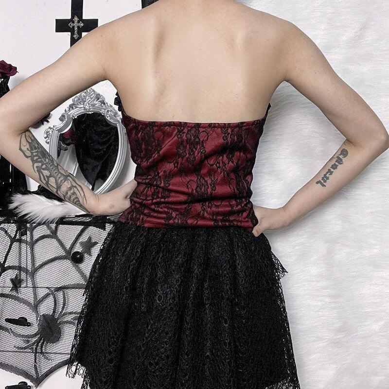 Victorian Goth Ribbon Detailed Corset Top - Image 4