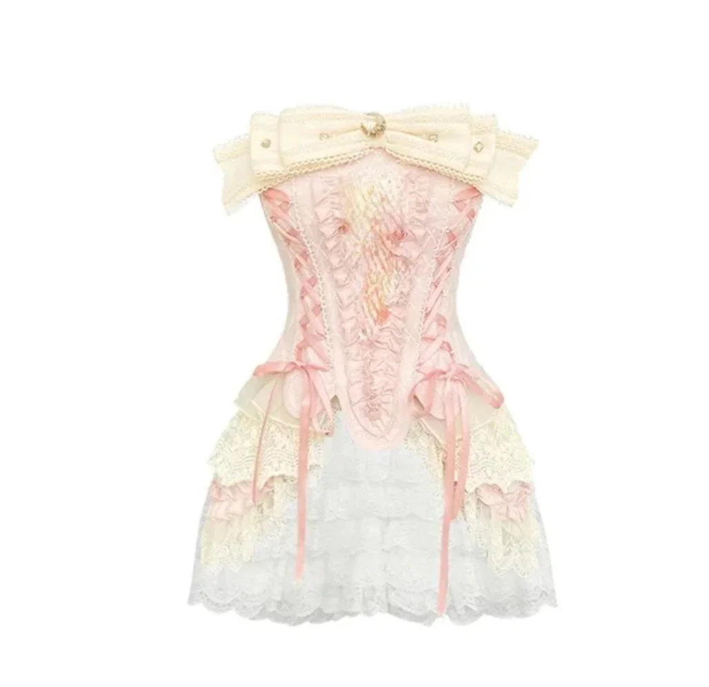 Victorian Ruffles & Lace Corset Skirt Set - Image 3