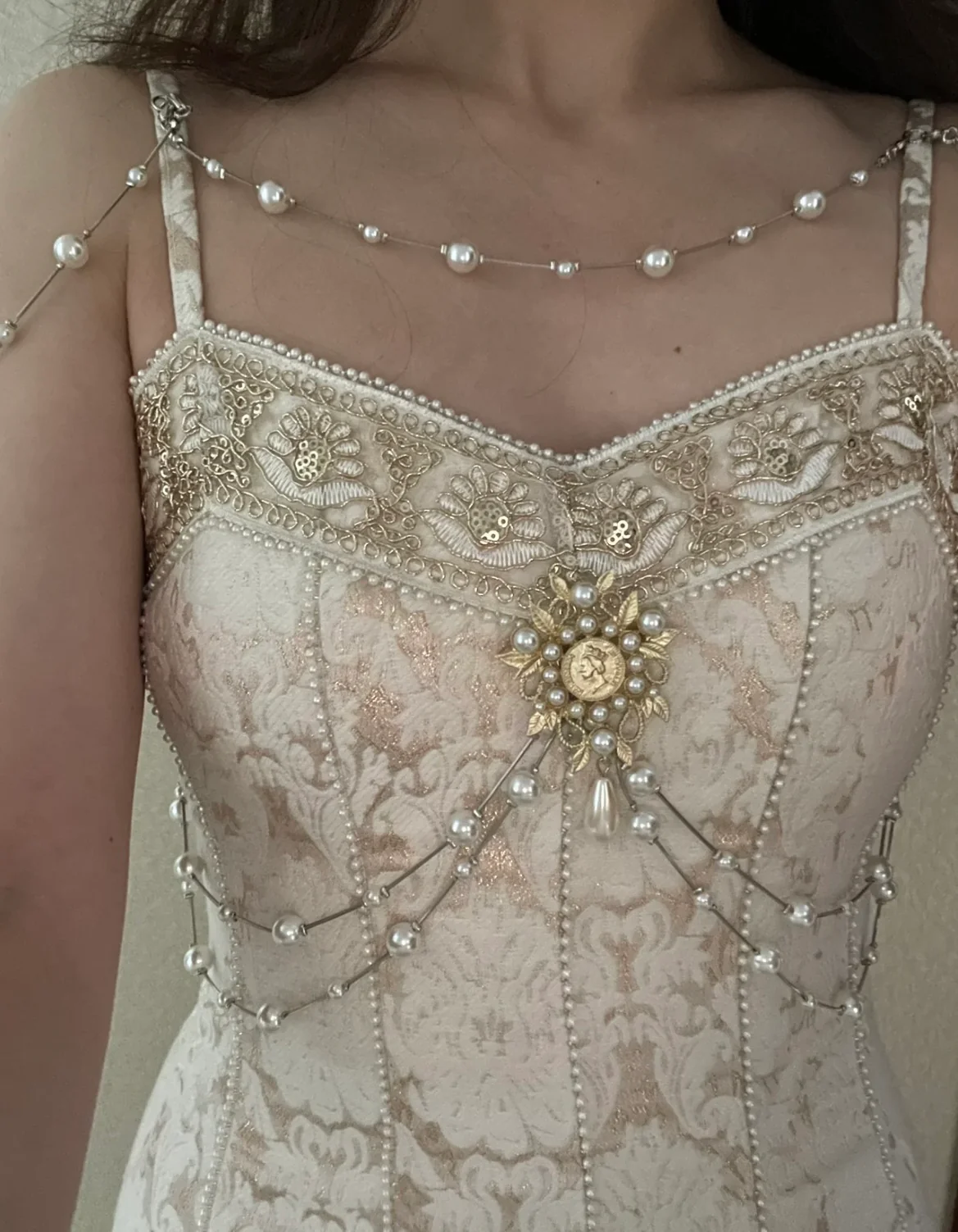Vintage Court Water Drop Bead Suspender Dress - Image 4