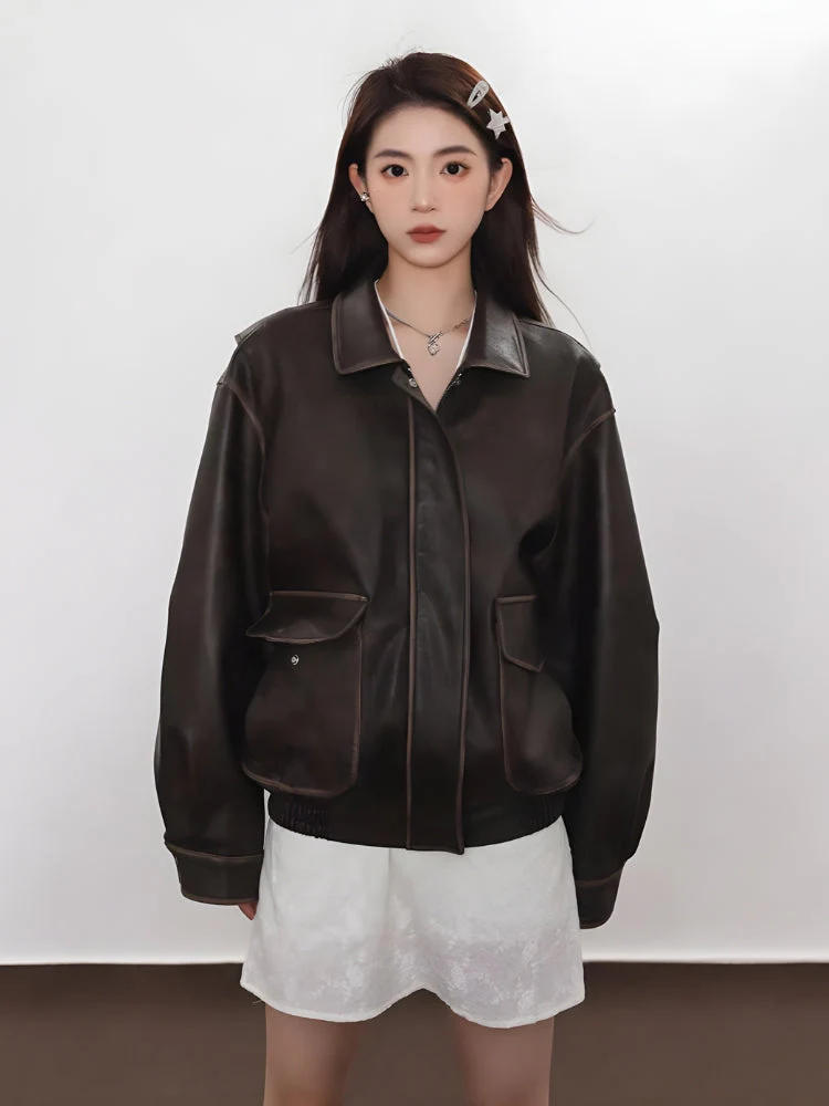 Vintage Faux Leather Jacket - Image 2