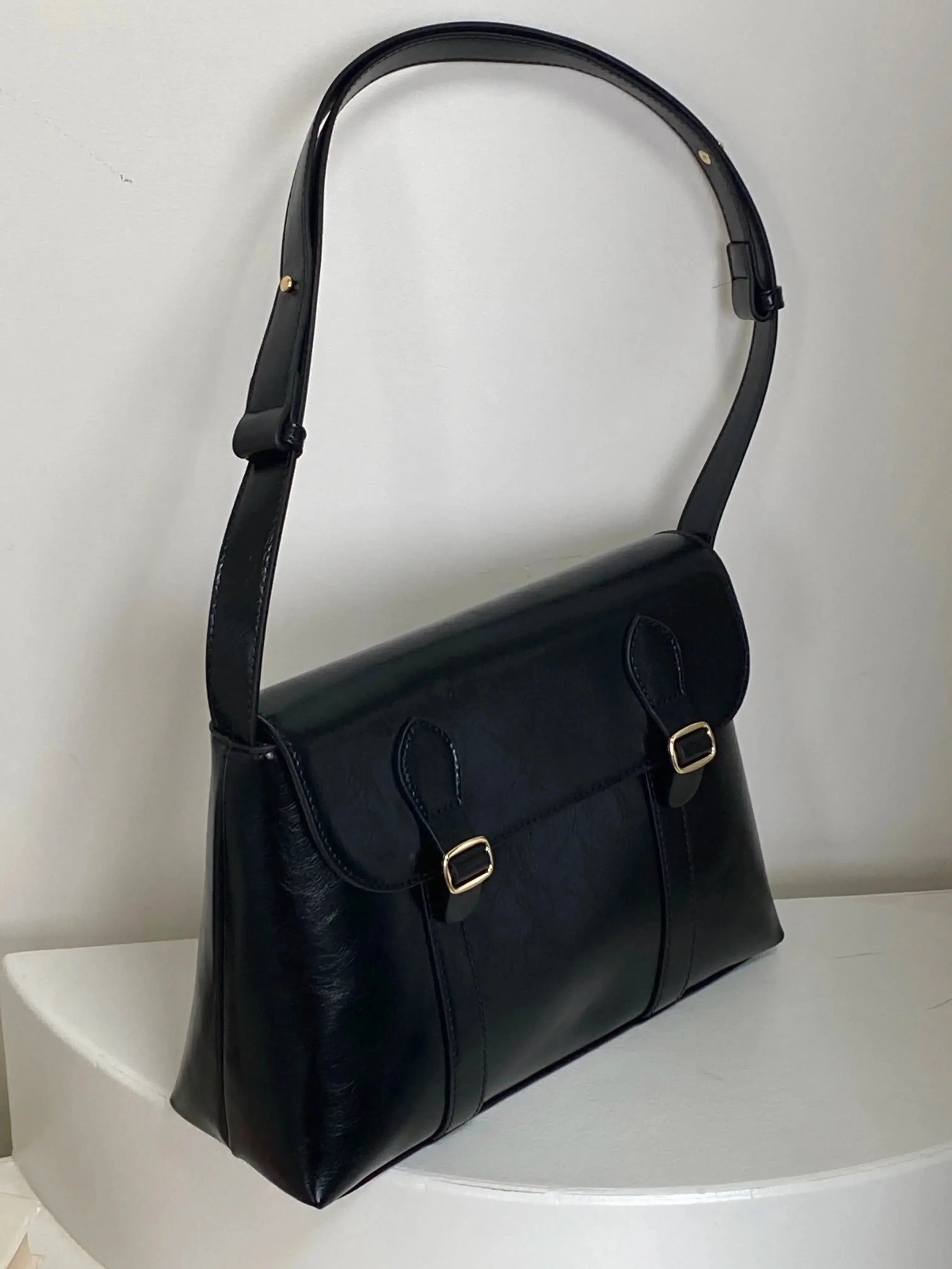 Vintage Faux Leather Messenger Bag - Image 4