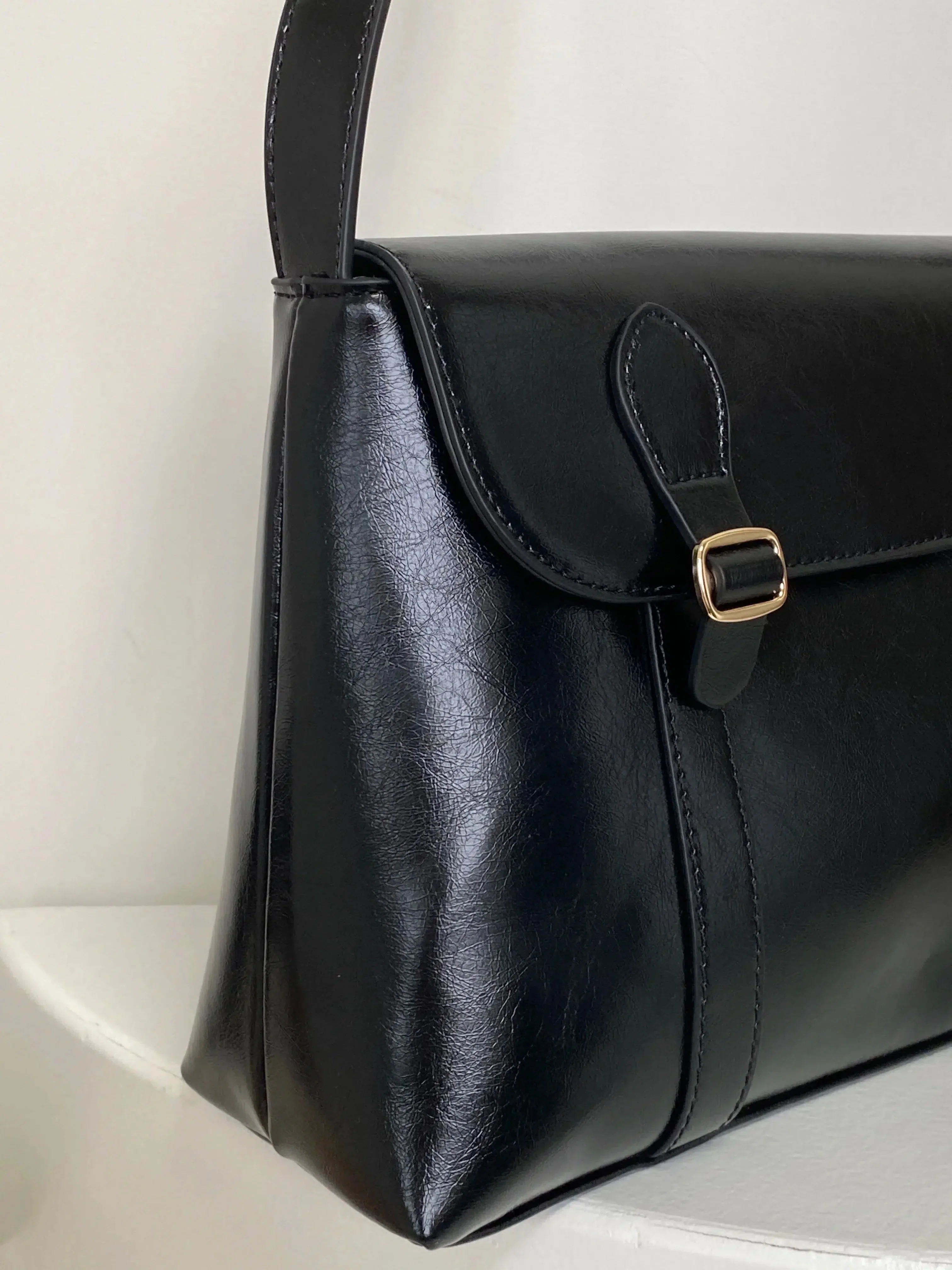 Vintage Faux Leather Messenger Bag - Image 5