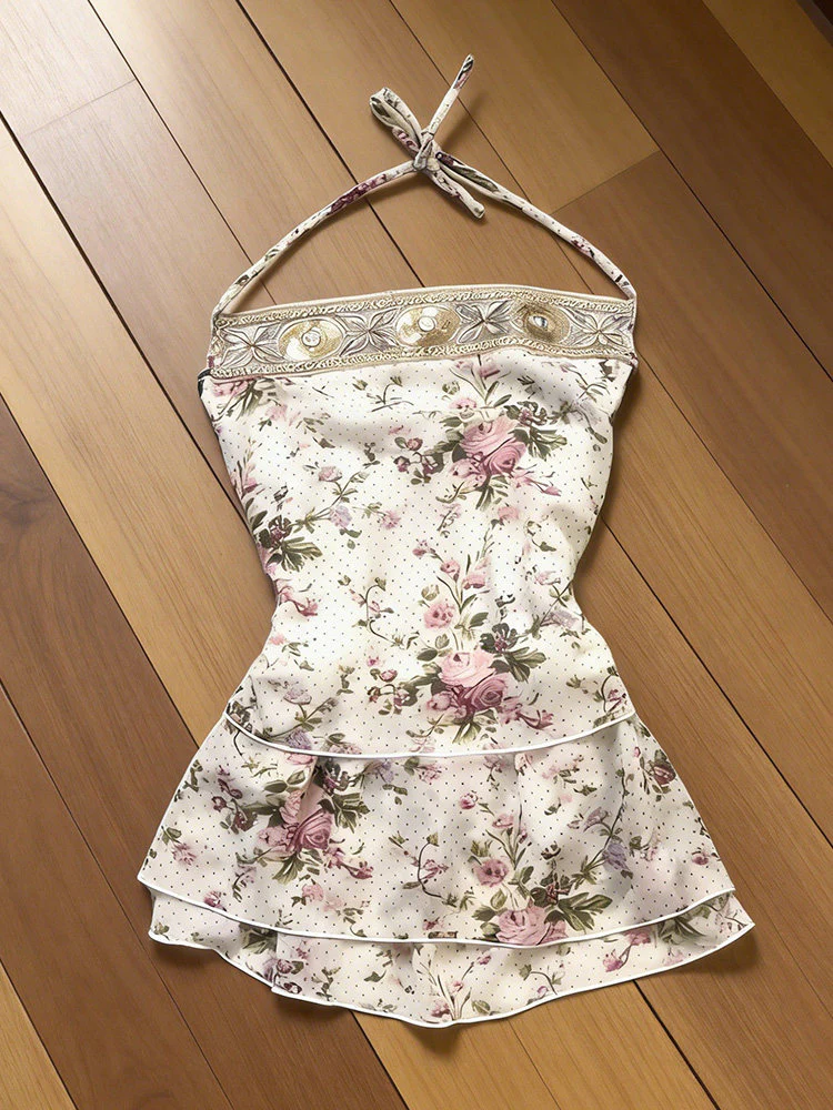 vintage floral halter top - Image 3