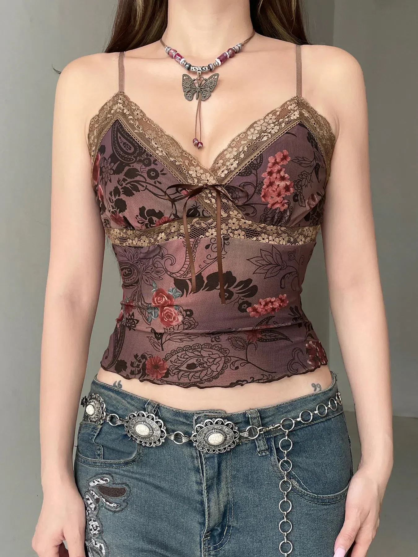 Vintage Floral Lace Trim Top - Image 7