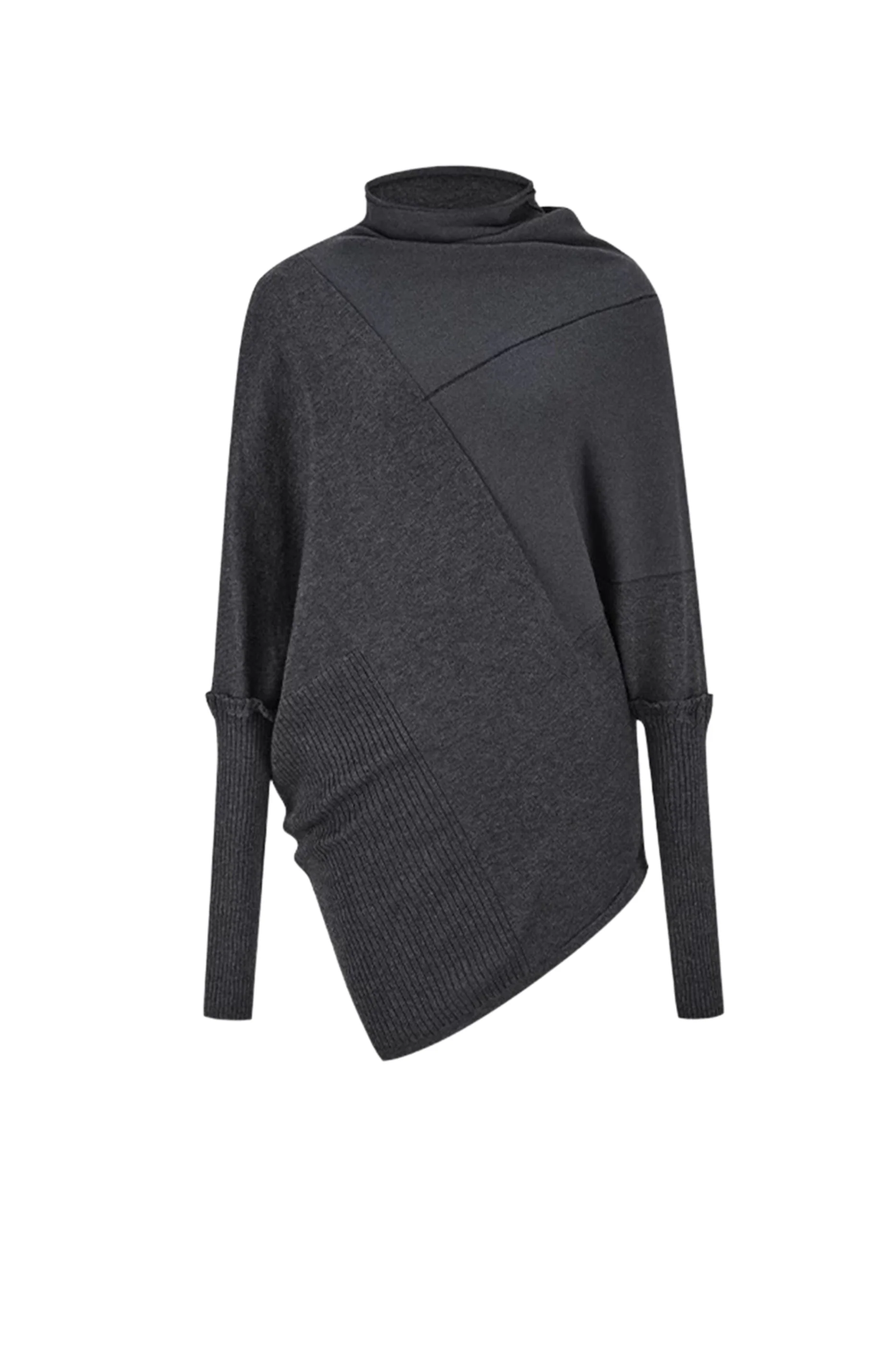 Dark Gray Asymmetrical Turtleneck Top - Image 9