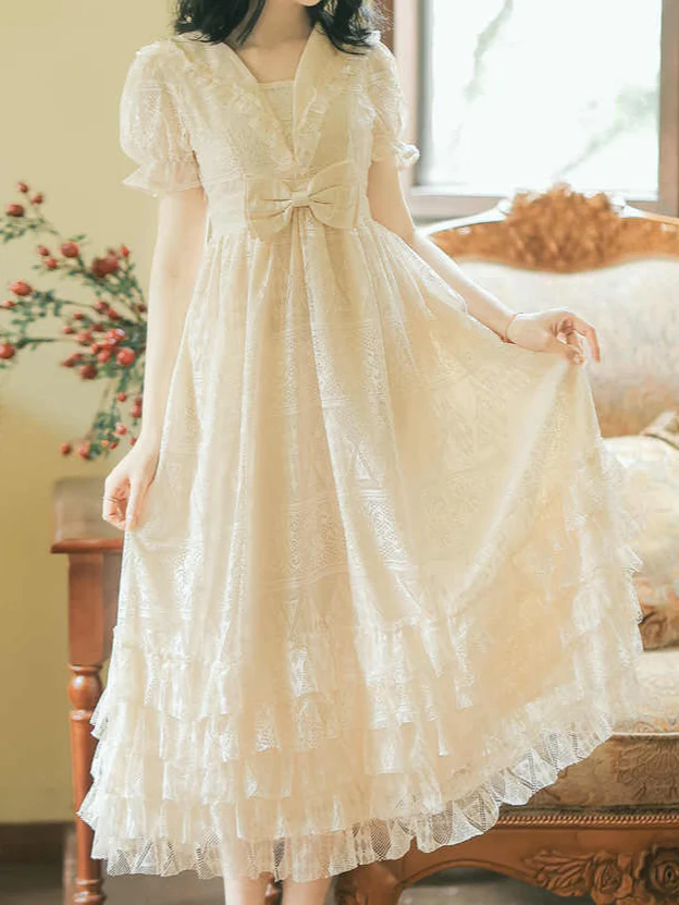 Vintage Lace Ruffled Dress