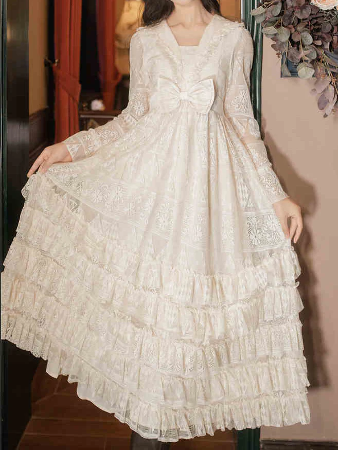 Vintage Lace Ruffled Dress - Image 6