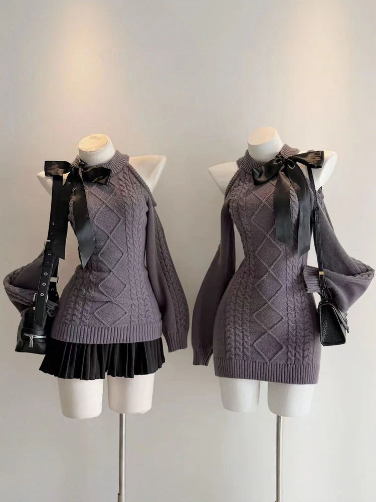 vintage long-sleeved sweater hip dress