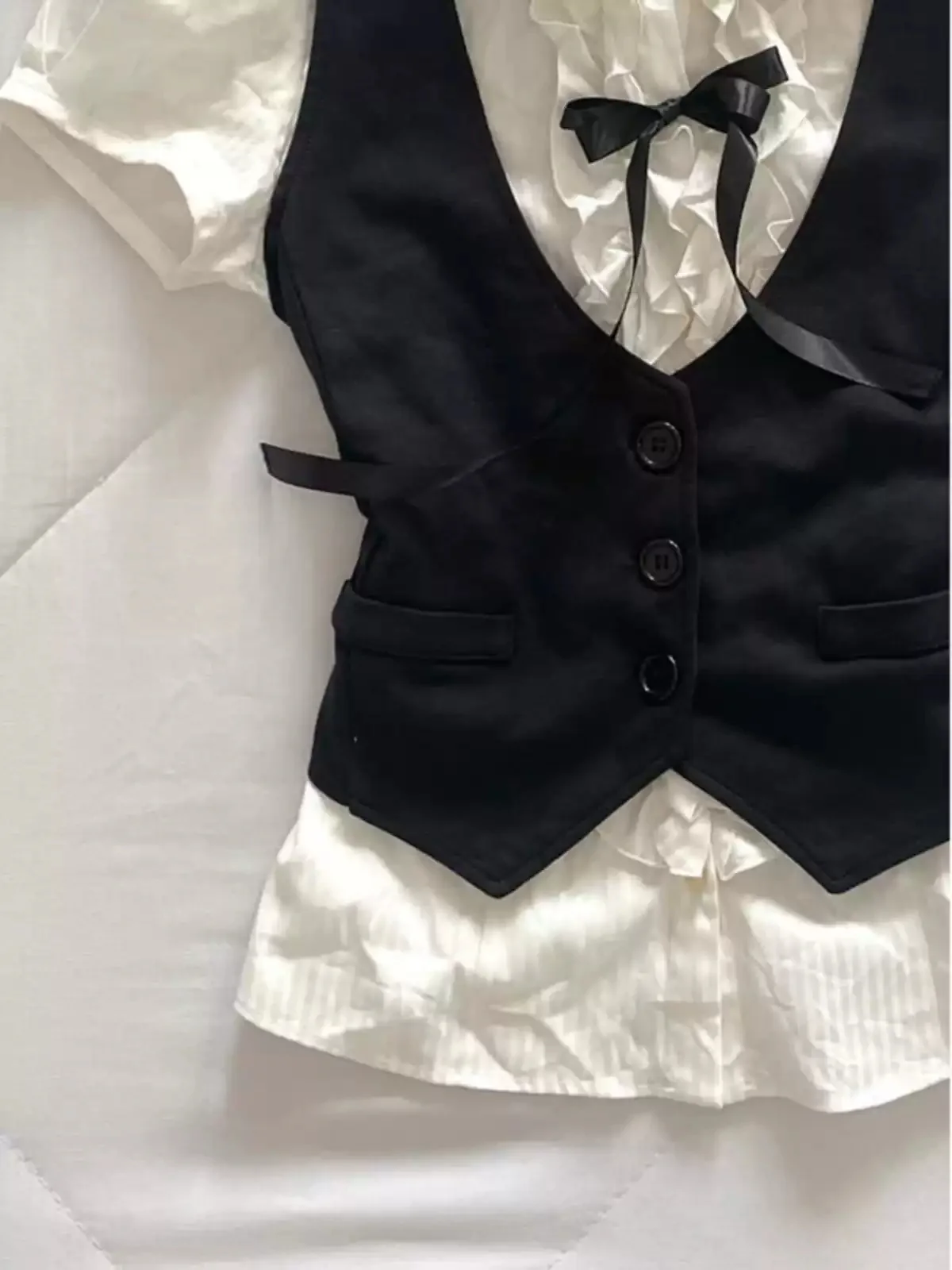 Vintage off-white striped shirt - Image 2