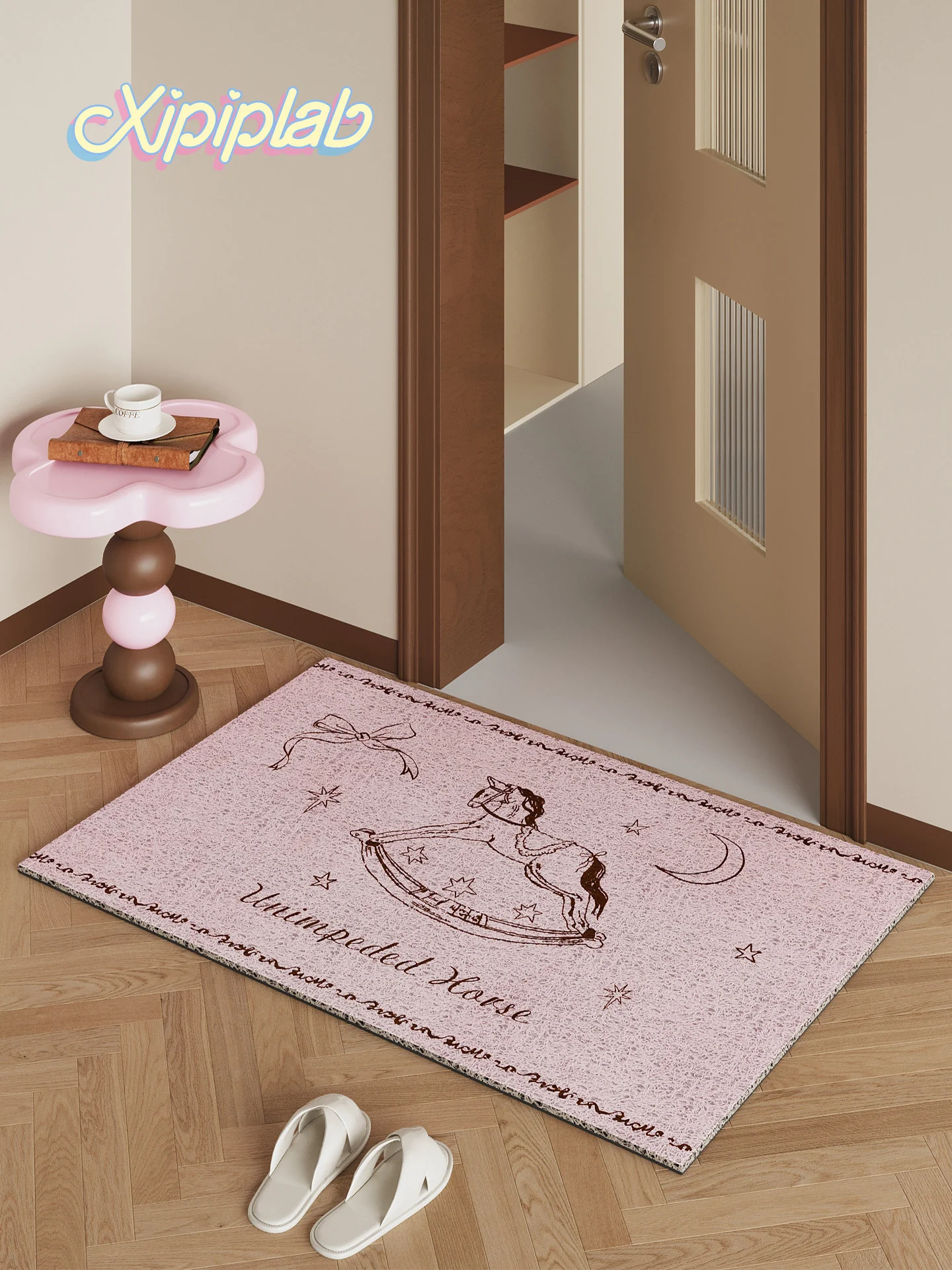 vintage pink entrance floor mat