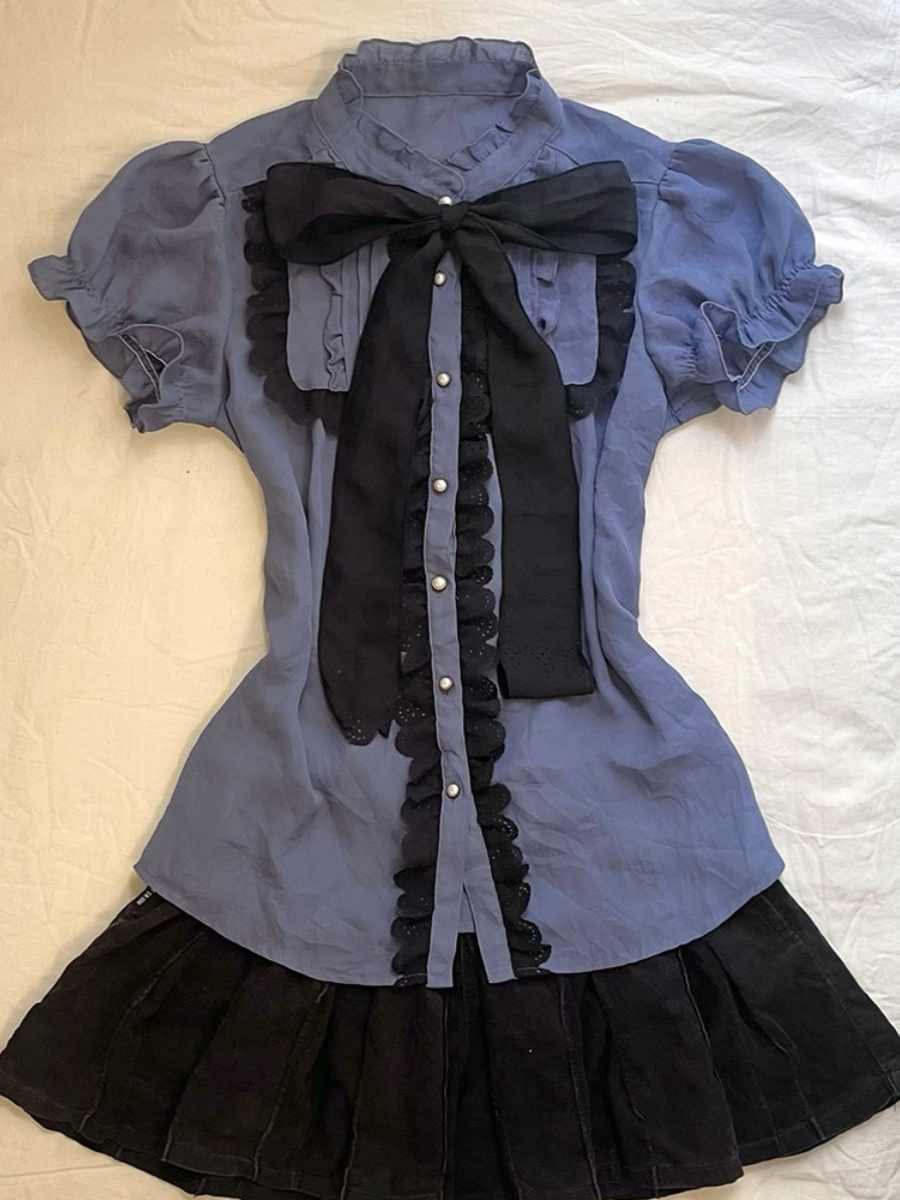 Vintage Purple Bow Shirt - Image 4