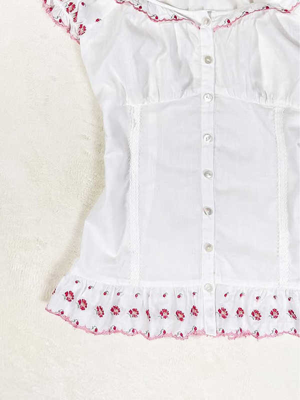 Vintage Square Collar Flower Shirt - Image 2