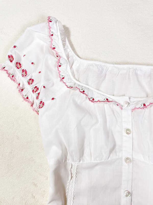 Vintage Square Collar Flower Shirt - Image 4