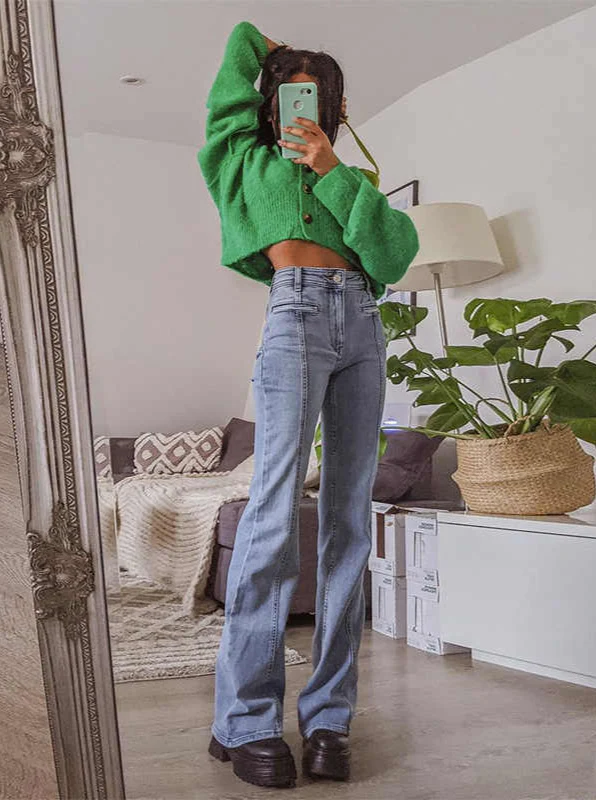 Vintage Star Print High Waist Jeans - Image 4