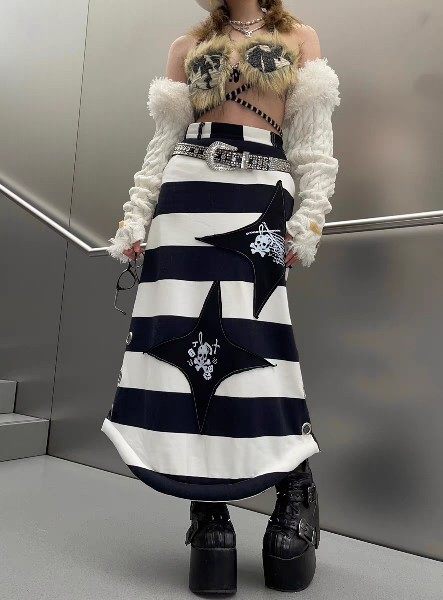vintage striped long skirt