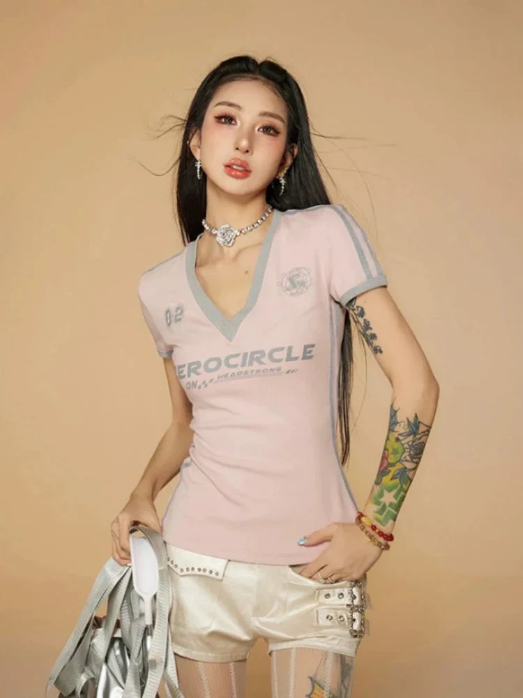 Vintage Striped V Neck Jersey Top - Image 4