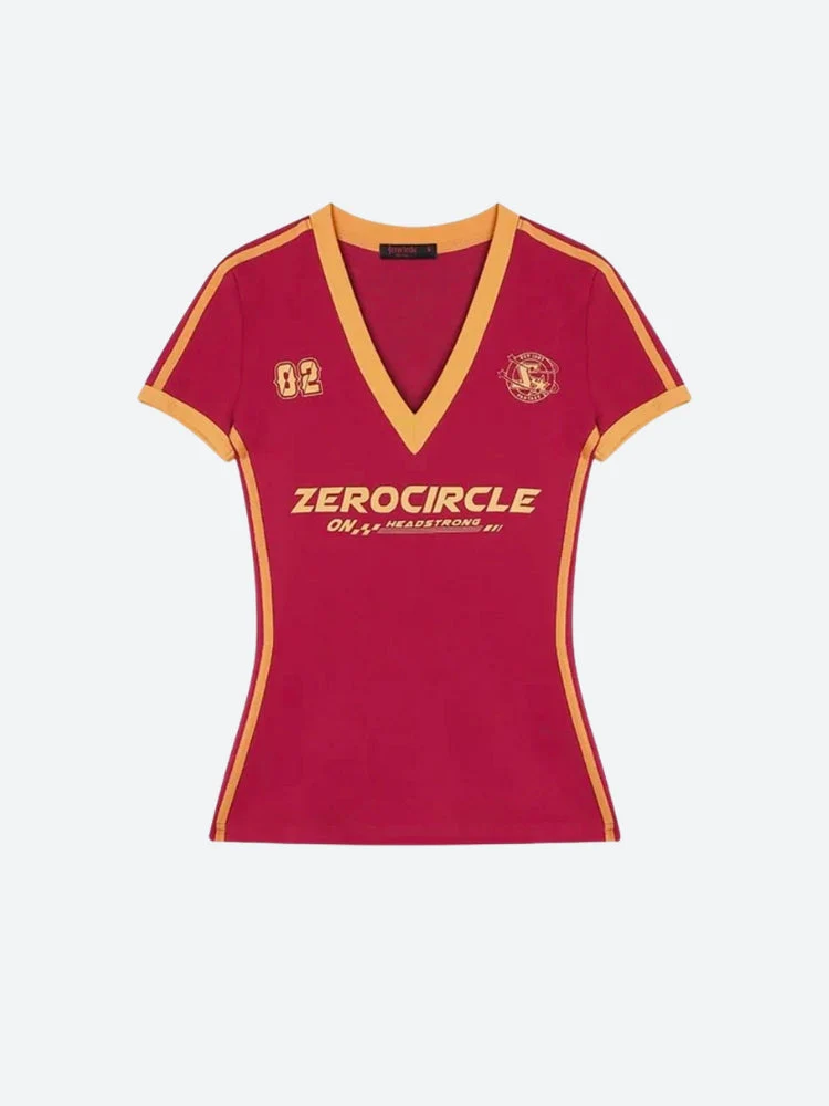 Vintage Striped V Neck Jersey Top - Image 5