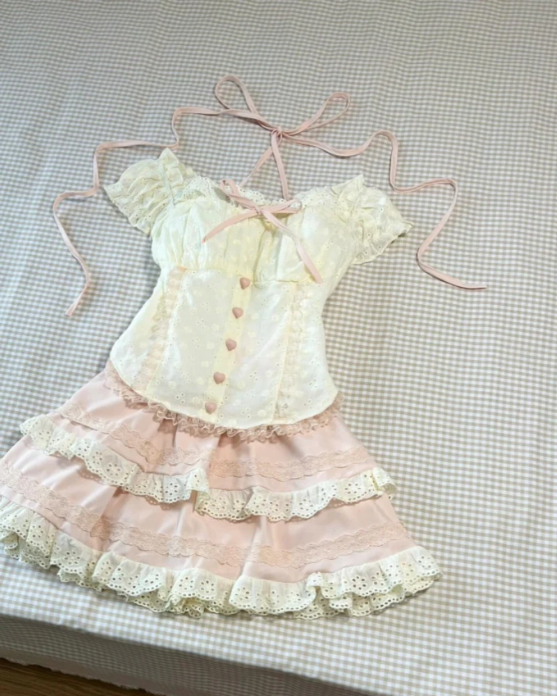 Vintage Sweet Shirt + Cake Skirt Two-piece Coord Set - Image 5