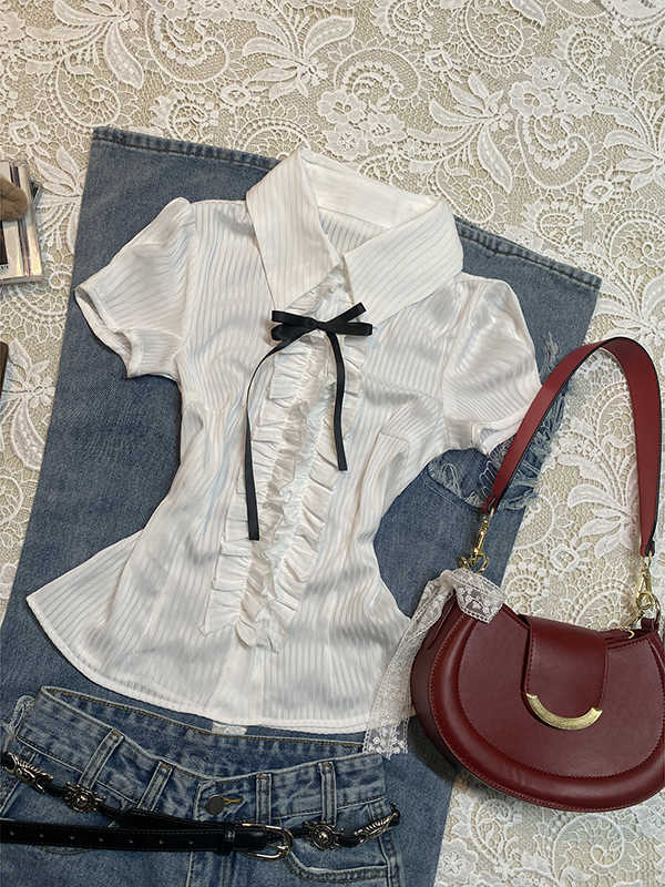 Vintage White Striped Shirt - Image 5
