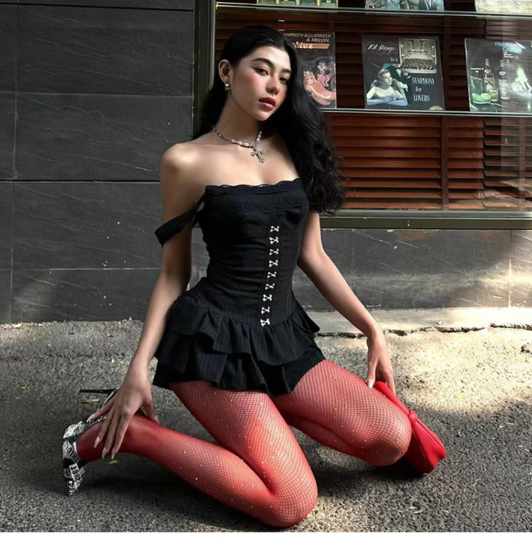 Waist Slim Dark Coquette Dress