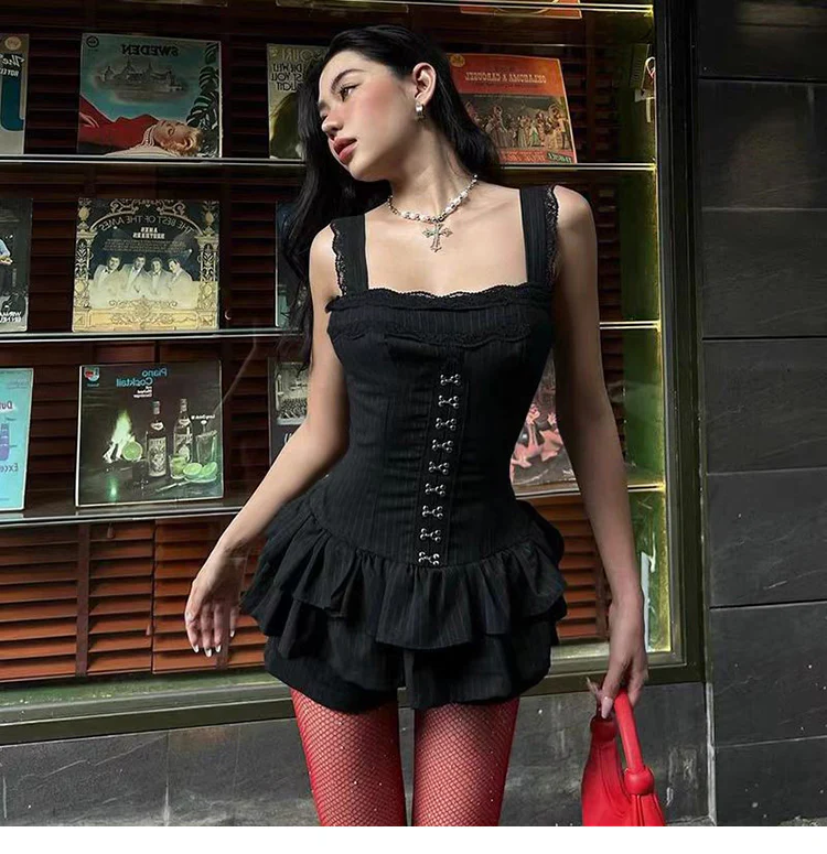 Waist Slim Dark Coquette Dress - Image 2