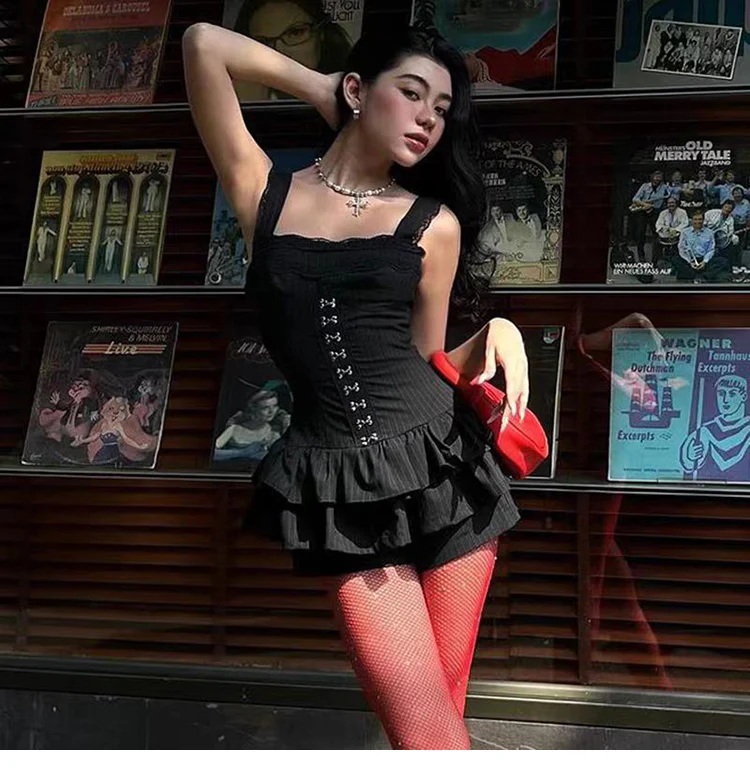 Waist Slim Dark Coquette Dress - Image 4