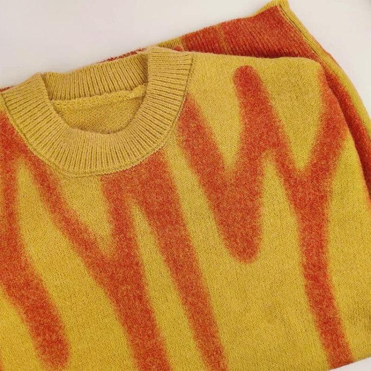 Wavy Line Design Knitted Sweater - Image 5