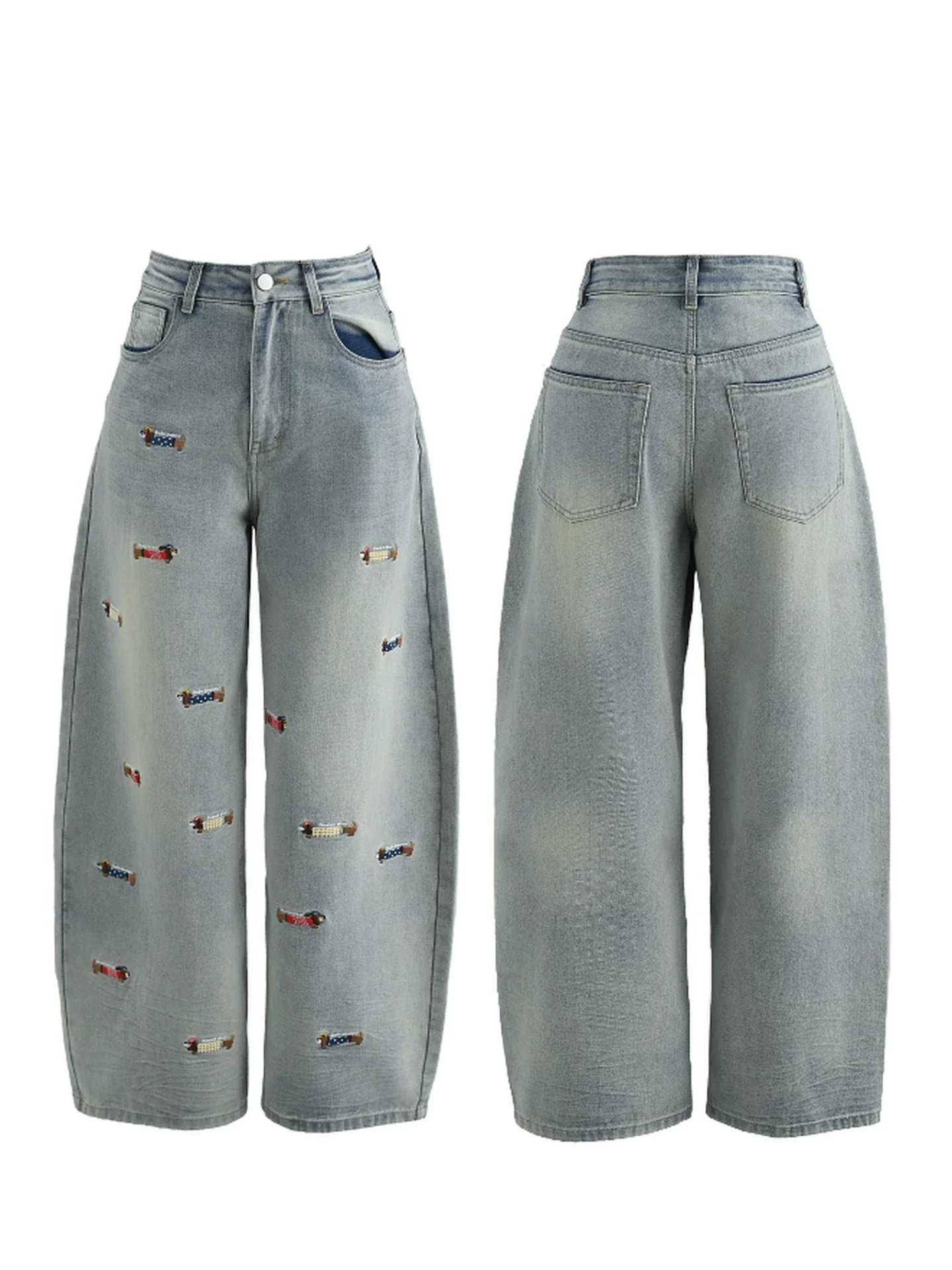 Wax Dog Embroidery Jeans - Image 7
