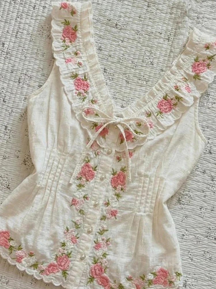 white floral bow tank top - Image 4
