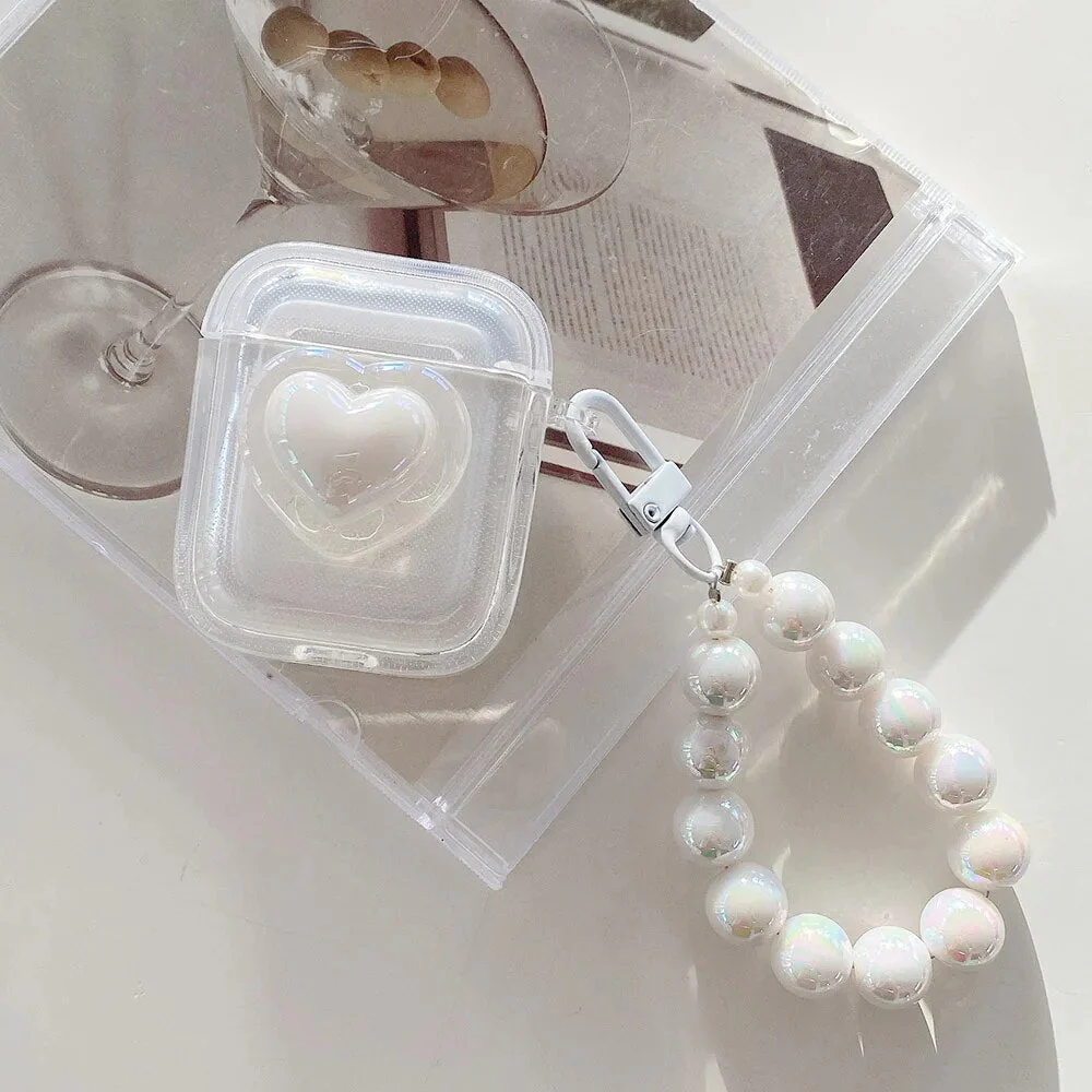 White Heart AirPods Case and Chain - Image 4