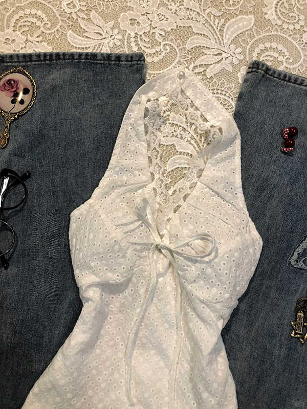 White Hollow Embroidered Camisole - Image 3