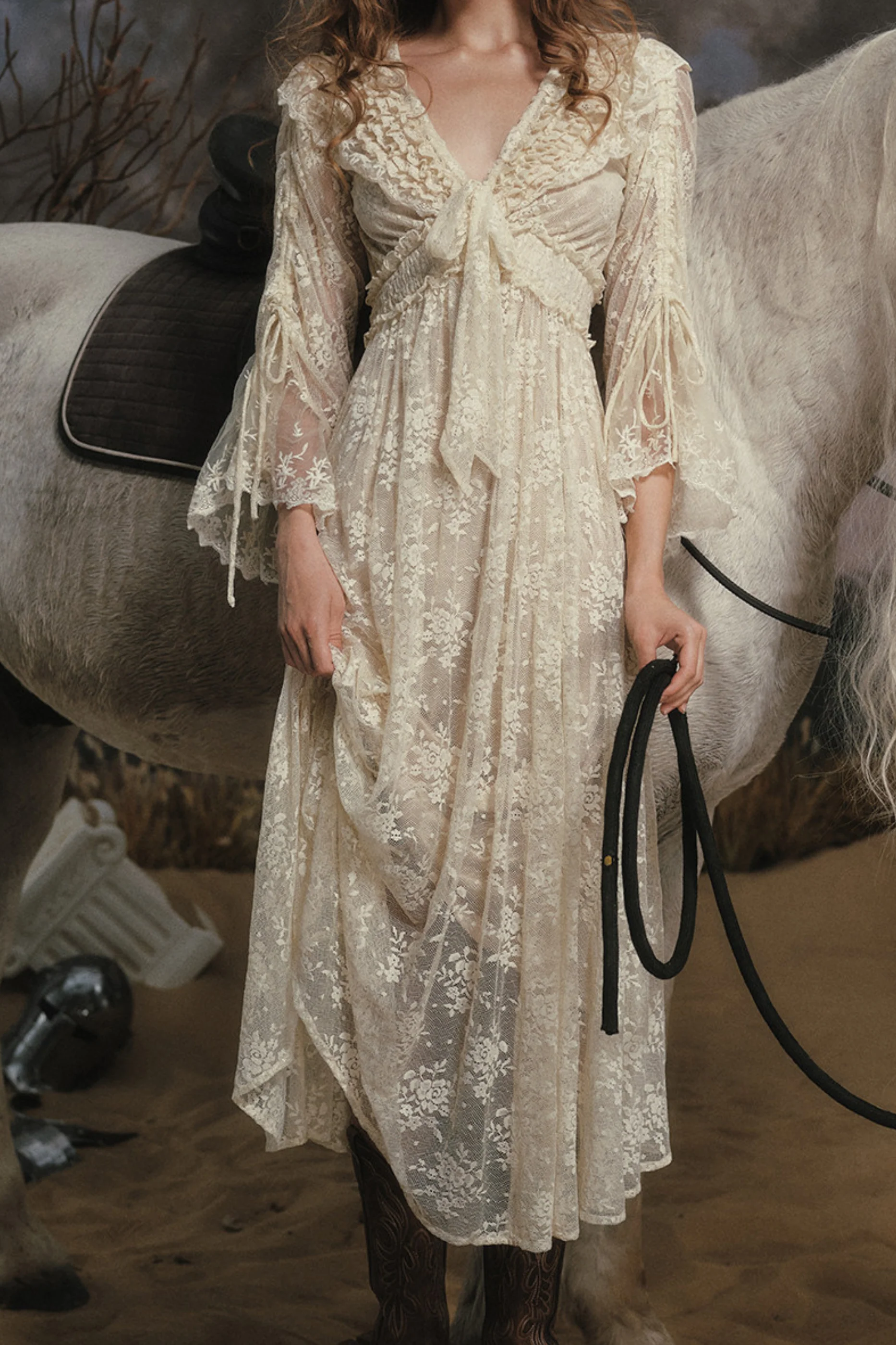 Western Lace Long Dress + Corset - Image 21