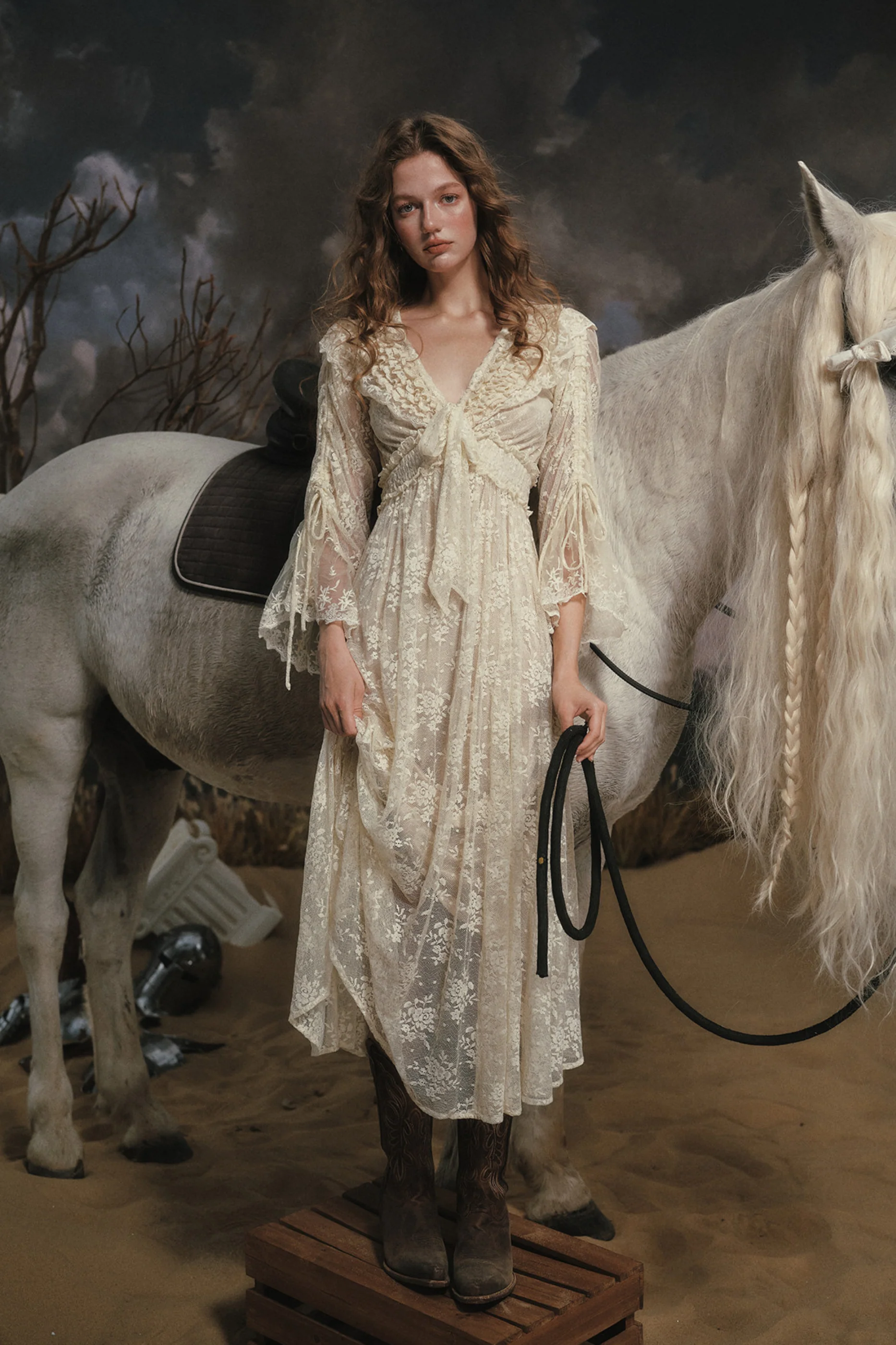 Western Lace Long Dress + Corset - Image 5