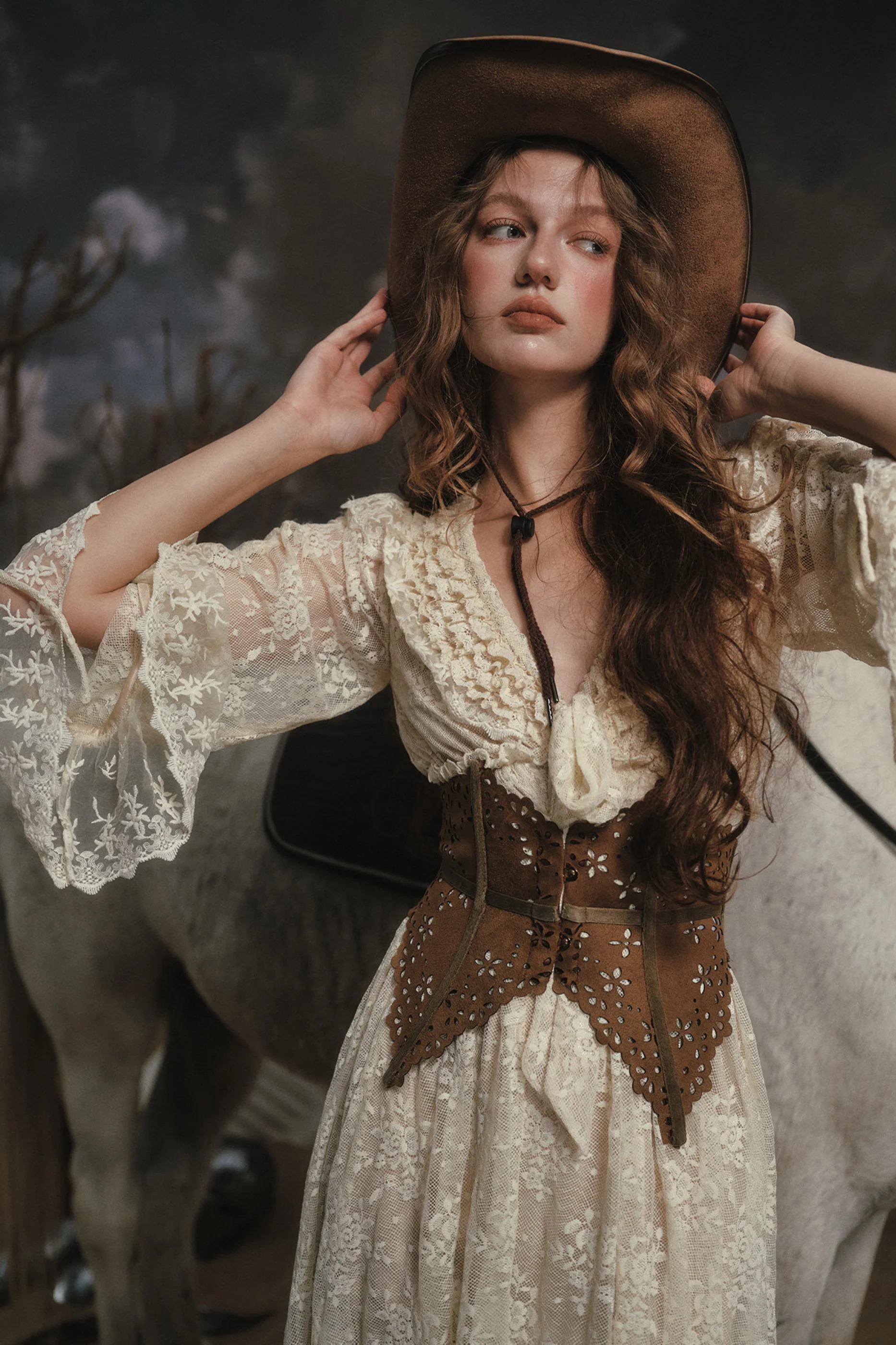 Western Lace Long Dress + Corset - Image 9