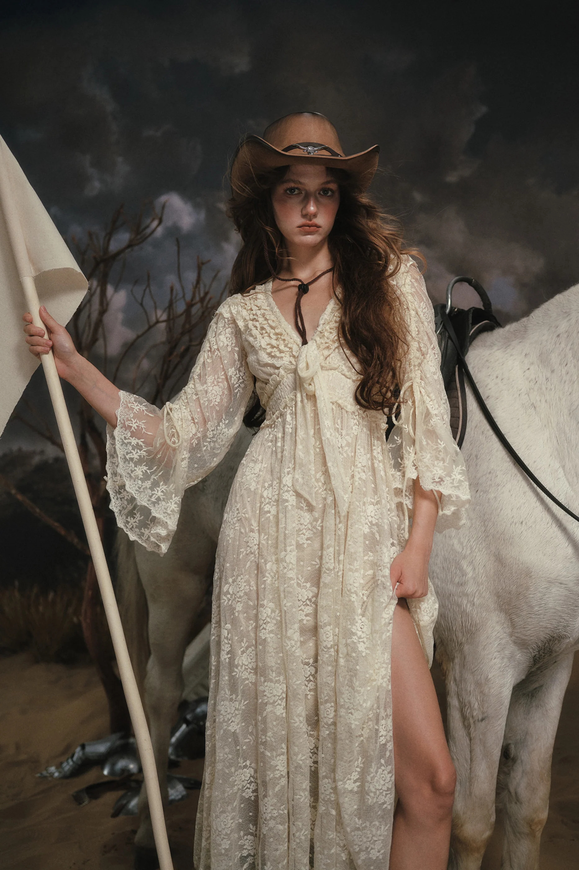 Western Lace Long Dress + Corset - Image 13