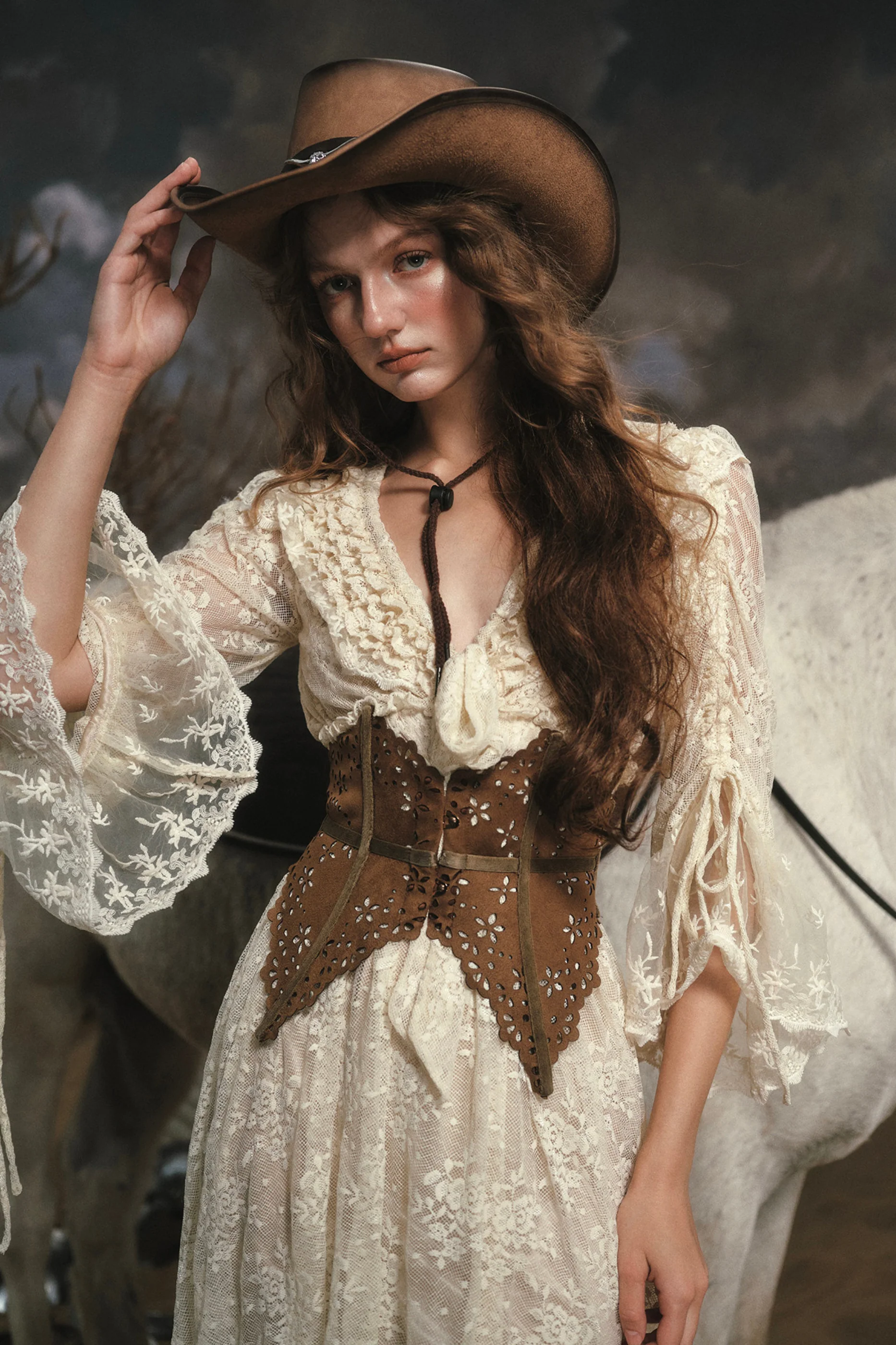 Western Lace Long Dress + Corset - Image 8
