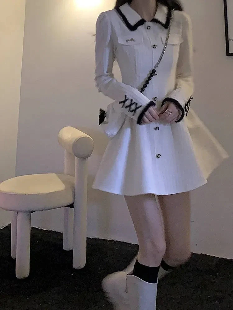 White Sailor Academia Dress - Image 2