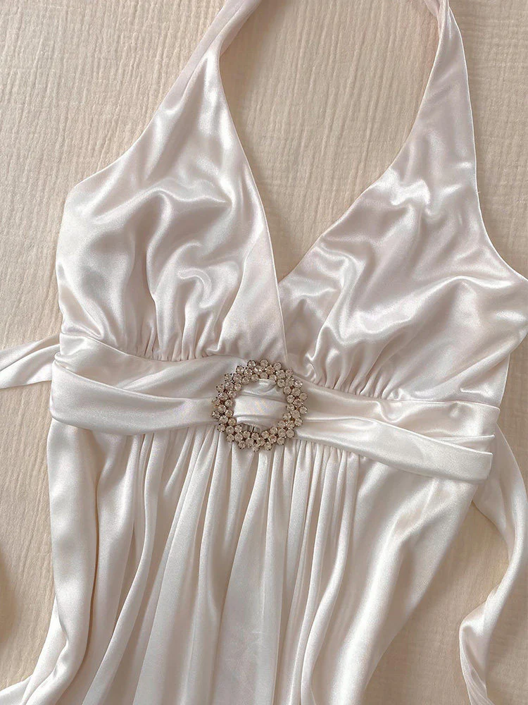 white straps halter dress - Image 2