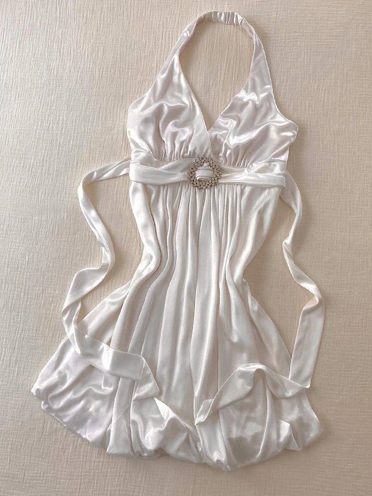 white straps halter dress - Image 3