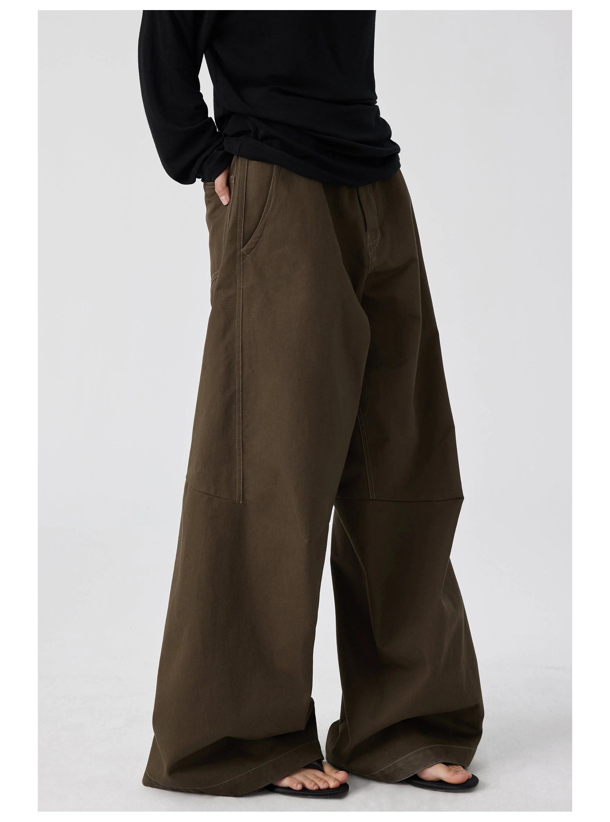 Wide-Leg Cotton Trousers With Darted Knees - Image 20