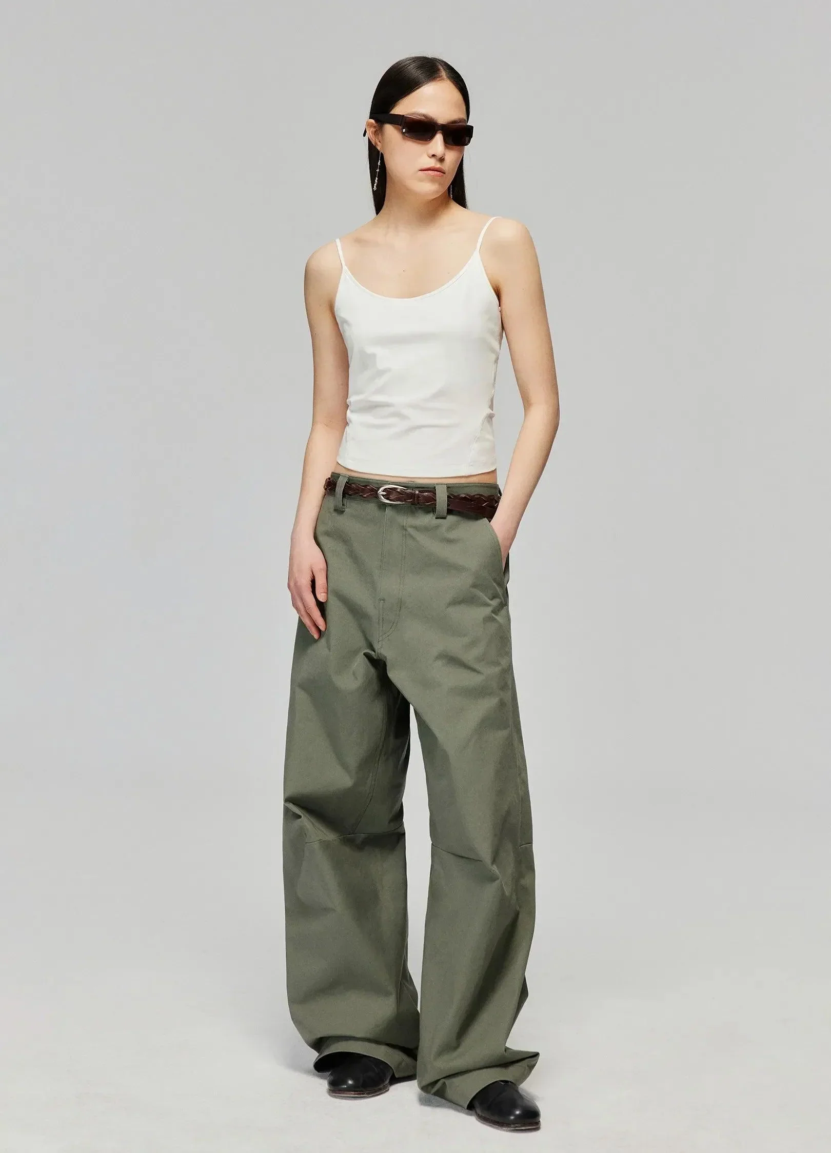 Wide-Leg Cotton Trousers With Darted Knees - Image 3