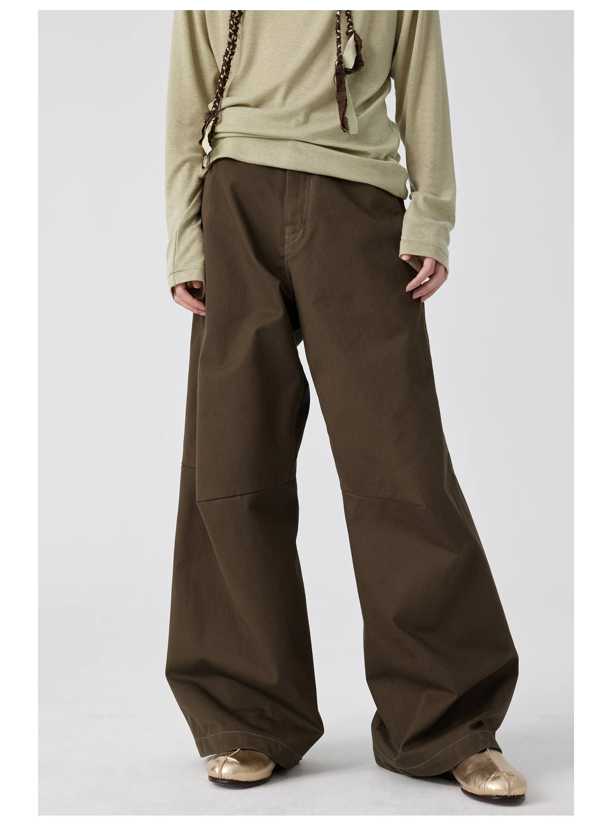 Wide-Leg Cotton Trousers With Darted Knees - Image 30