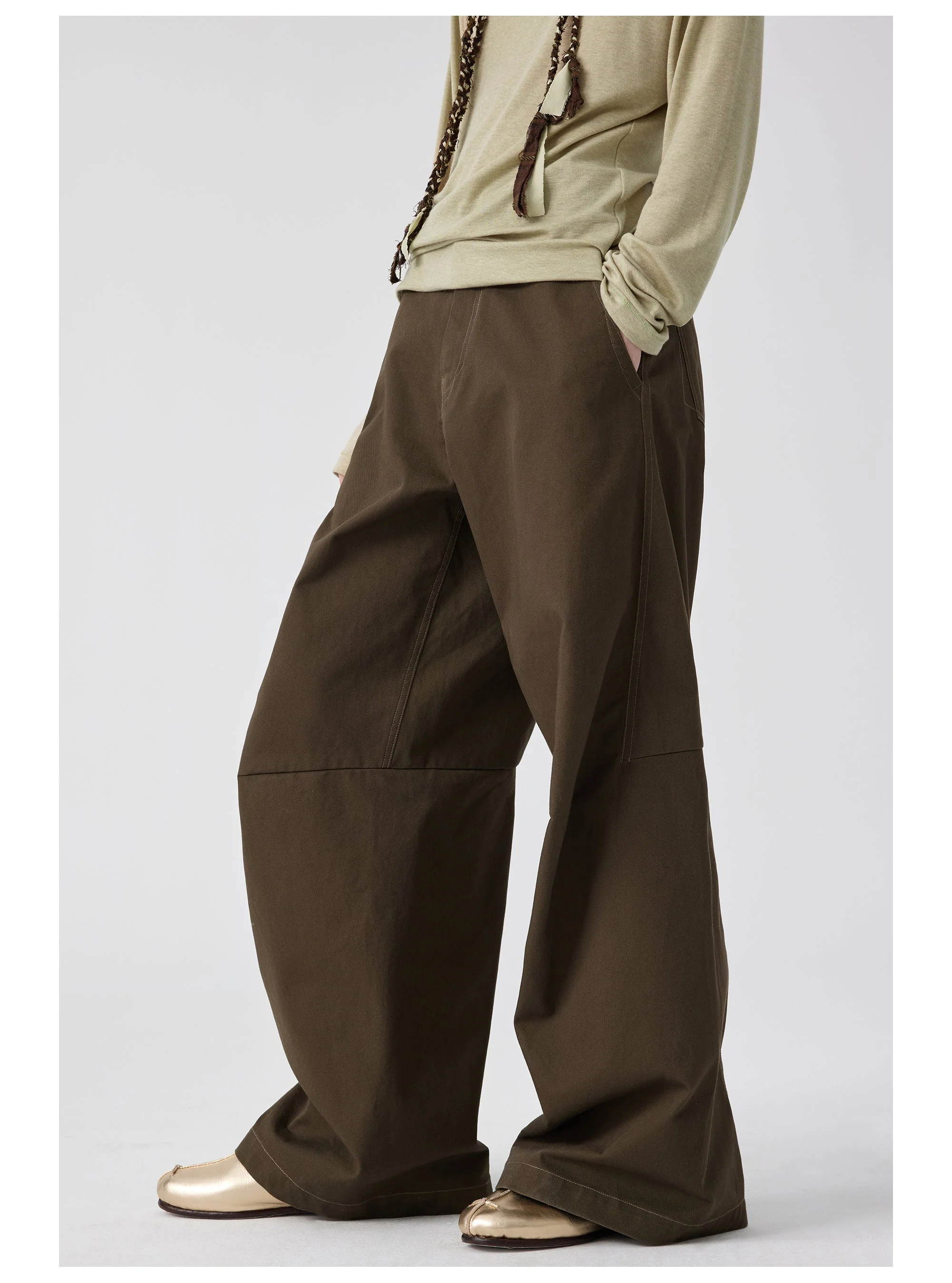 Wide-Leg Cotton Trousers With Darted Knees - Image 31