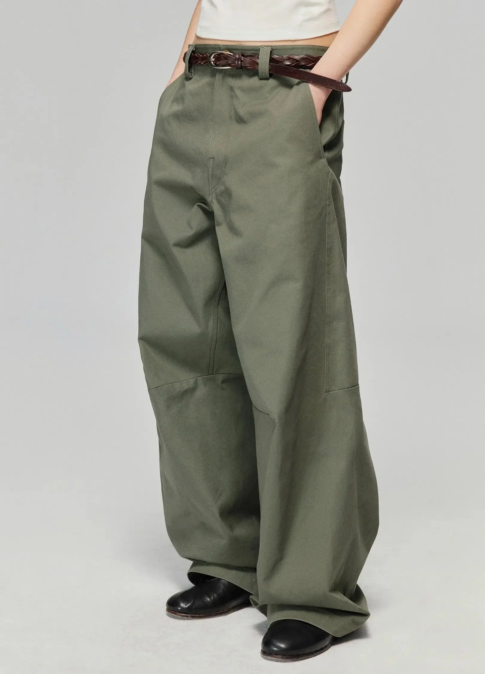 Wide-Leg Cotton Trousers With Darted Knees - Image 35