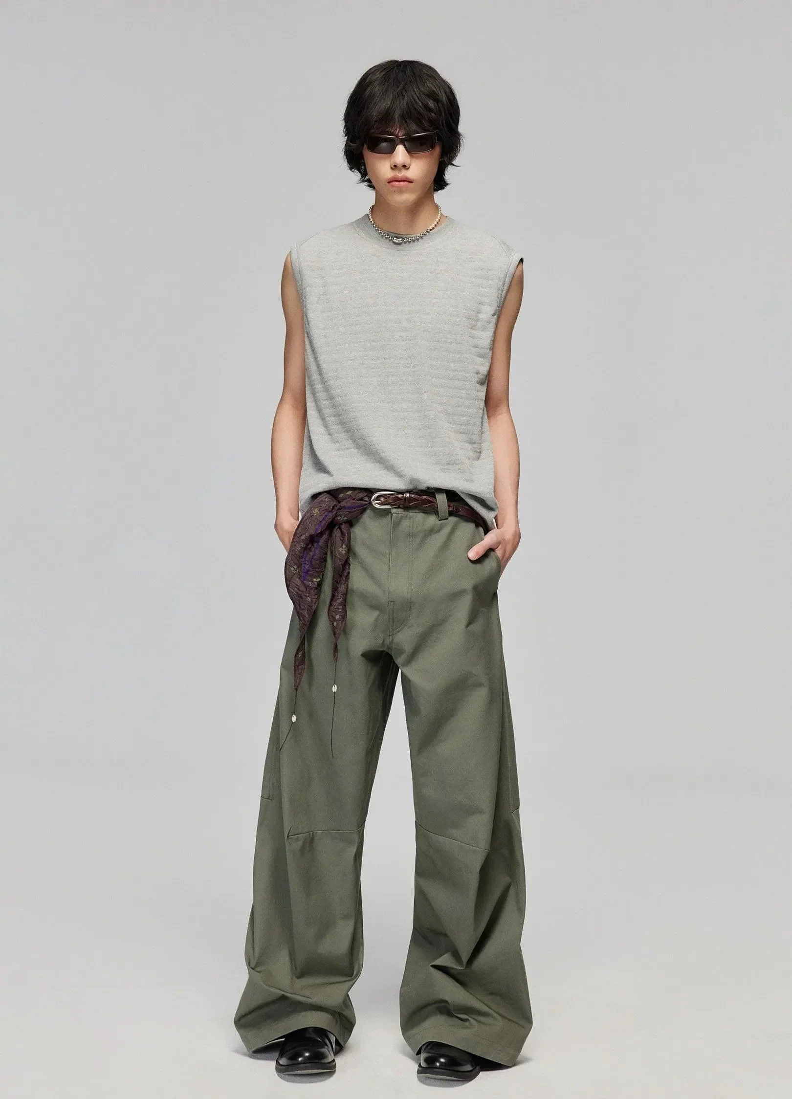 Wide-Leg Cotton Trousers With Darted Knees - Image 5