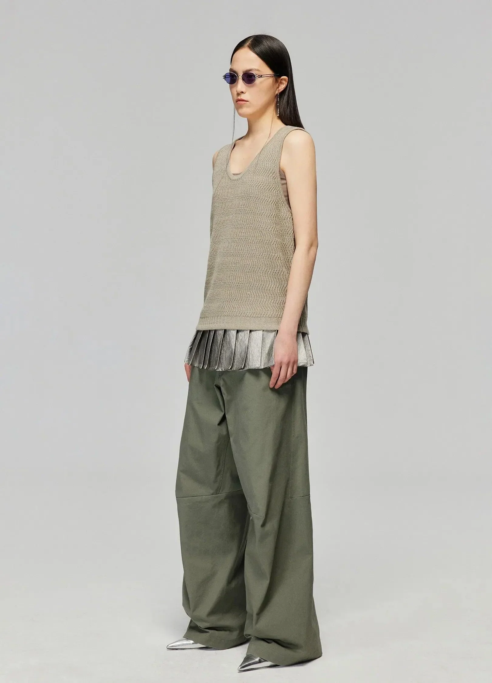 Wide-Leg Cotton Trousers With Darted Knees - Image 6
