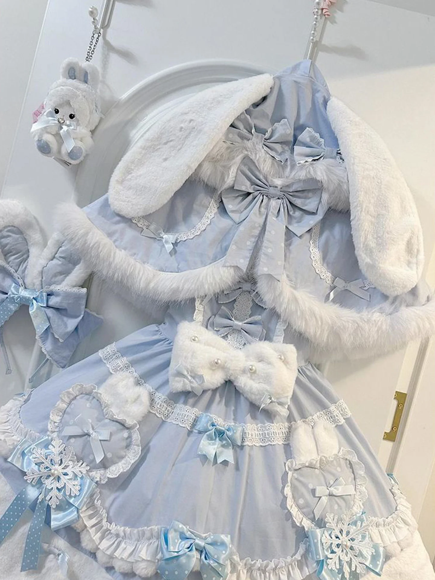 winter baby blue fur kawaii coat - Image 2