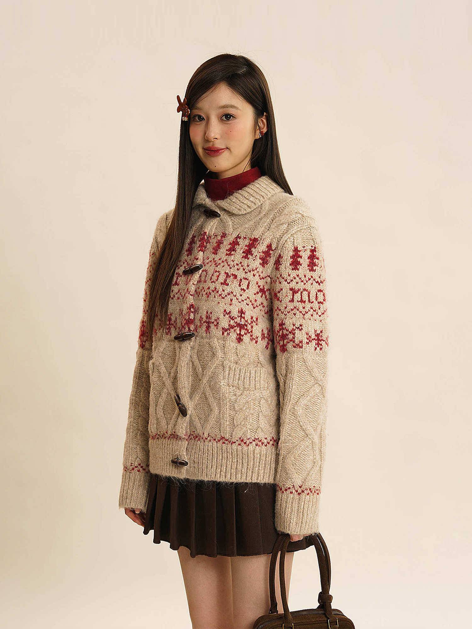 Winter Knitted Fair Isle Cardigan - Image 3